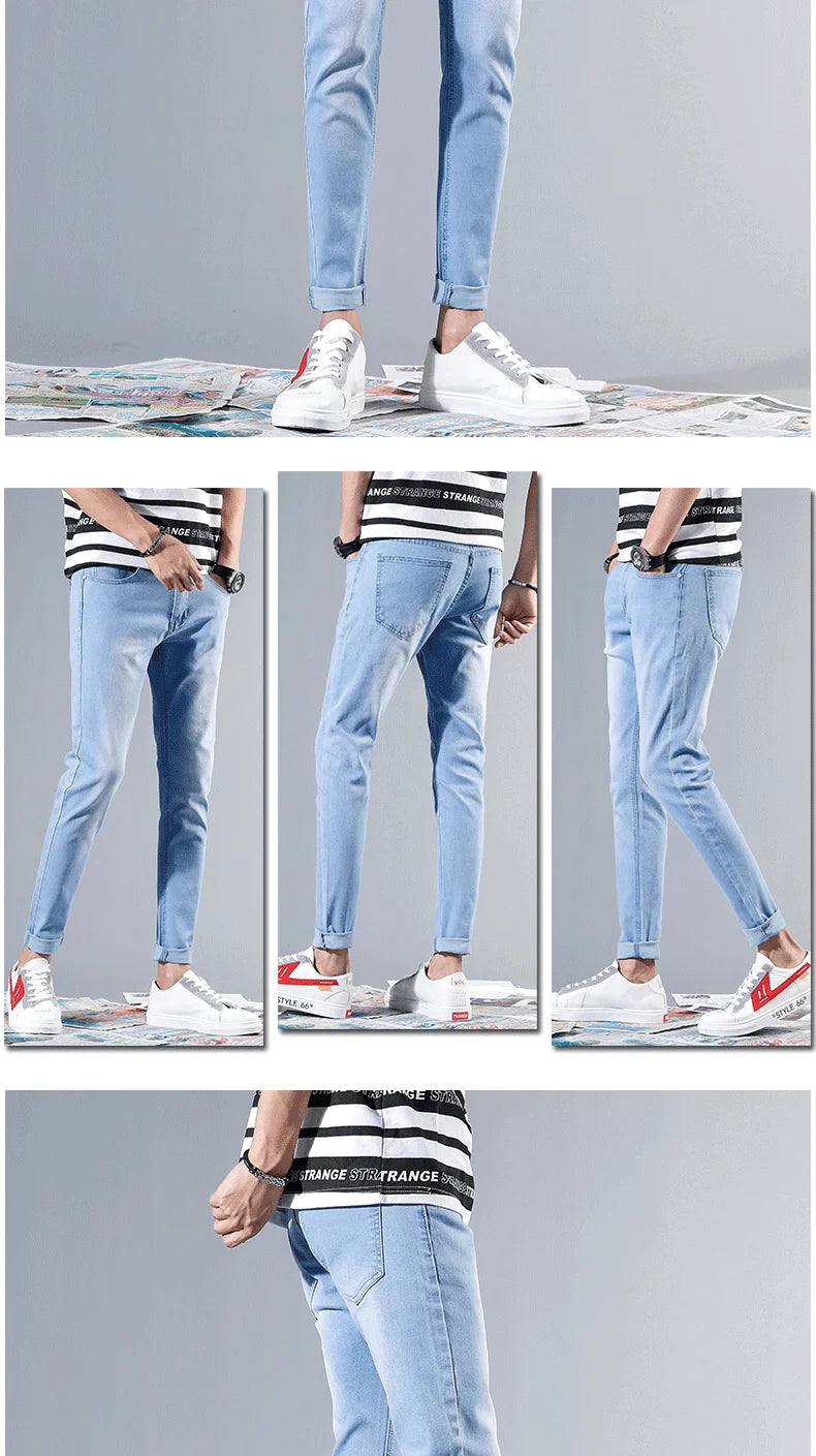 Good Quality 4 colors Skinny Jeans Men Spring Summer Slim Denim Jeans Men Cotton Elastic Denim Pants Cowboy Trousers-Style Heaven