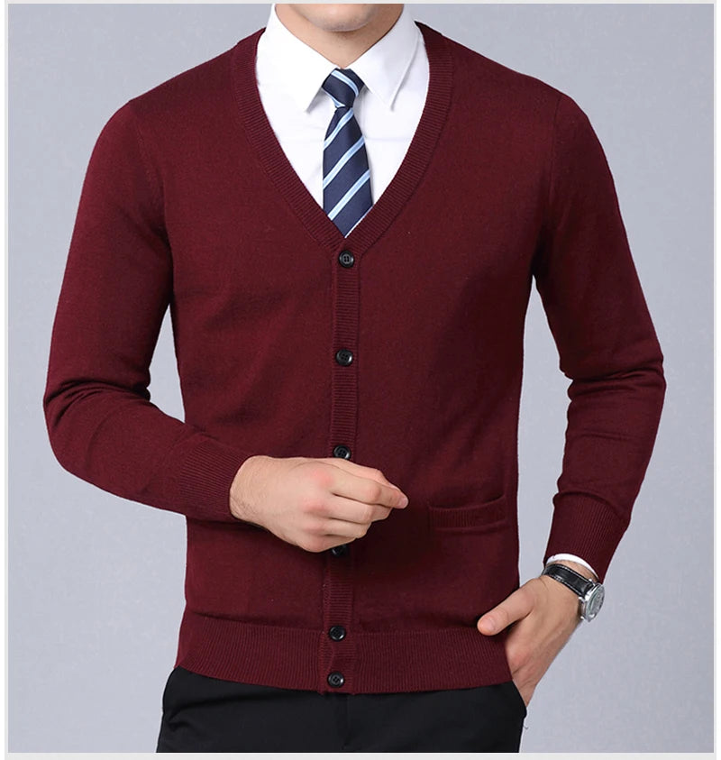 New Fashion Brand Sweater For Mens Cardigan Coat V Neck Slim Fit Jumpers Knitwear Winter Korean Style Casual Mens Clothes-Style Heaven