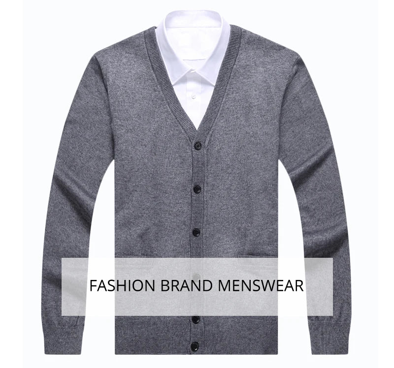 New Fashion Brand Sweater For Mens Cardigan Coat V Neck Slim Fit Jumpers Knitwear Winter Korean Style Casual Mens Clothes-Style Heaven