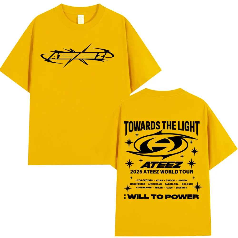 Korean Kpop 2025 Ateez World Tour Towards The Light: Will To Power T Shirt Men's Women Fashion Casual Cotton T-shirts Streetwear-Style Heaven