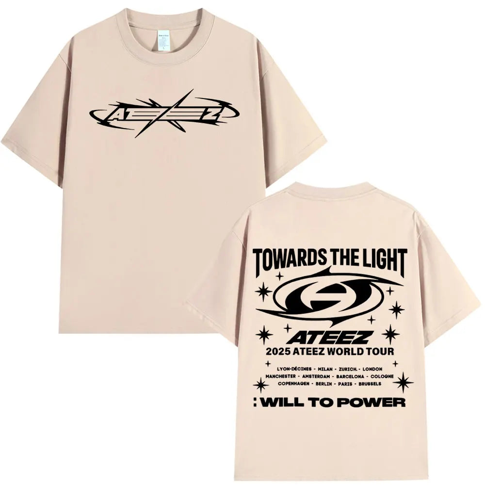 Korean Kpop 2025 Ateez World Tour Towards The Light: Will To Power T Shirt Men's Women Fashion Casual Cotton T-shirts Streetwear-Style Heaven