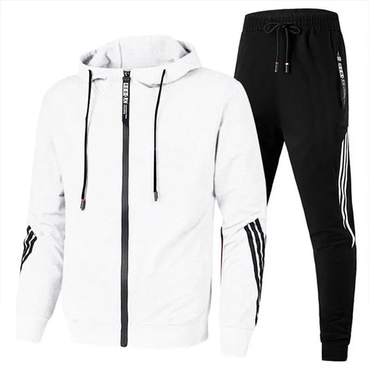 Spring and Autumn Men's Casual Sports Set Fashion Zipper Jacket Men's Running Sports Set - Clothing in ##color## by Style Heaven | High-Quality & Trendy Fashion