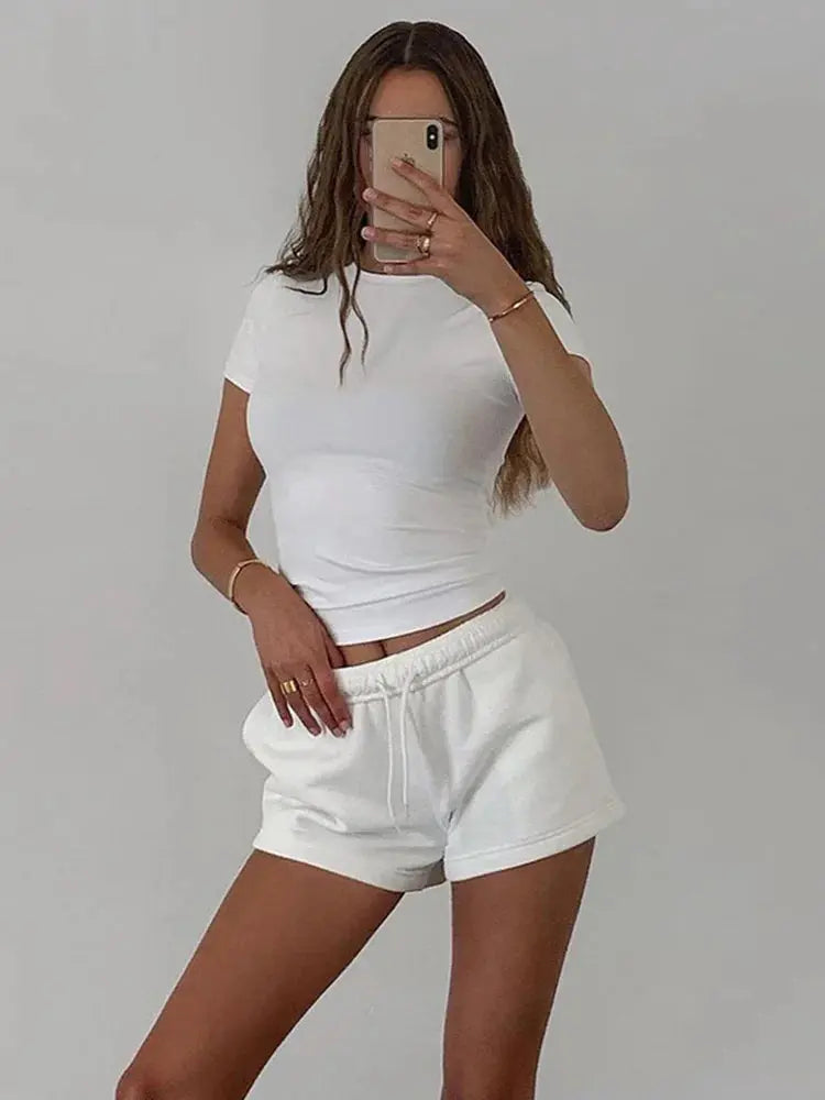 Spring New Short Sleeve T-Shirt Women Solid Simple Casual Soft All-Match Hot Basic Crop Tops Tees Summer Fashion-Style Heaven