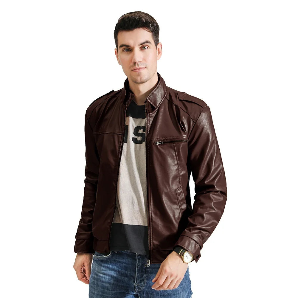 2025 Brand New Men's Motorcycle Leather Jacket Slim Men Leather Jacket Outer Wear Clothing For Male Garment Man Jackets-Style Heaven