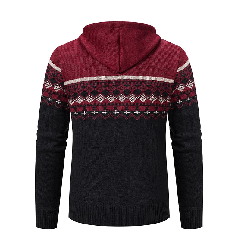 Autumn Winter Men's Sweater Coat Hooded Warm Knitted Cardigan Versatile Casual Knitted Jacket Coat M-3XL-Style Heaven