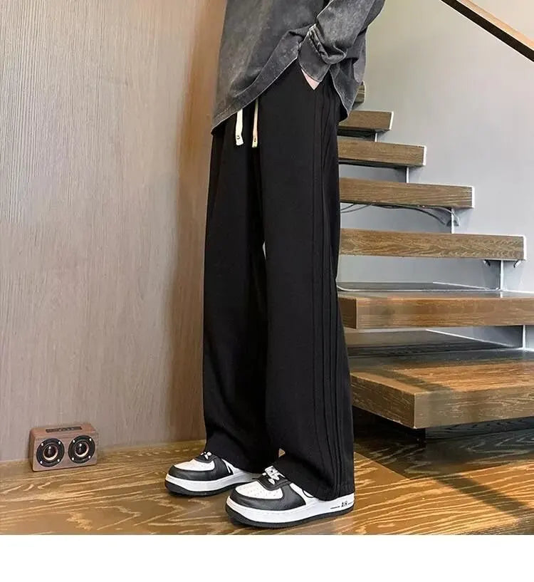 Casual Trousers Men's Spring Summer Style American Vintage Wide Leg Sports Couple Pants Draped Trousers Trendy-Style Heaven