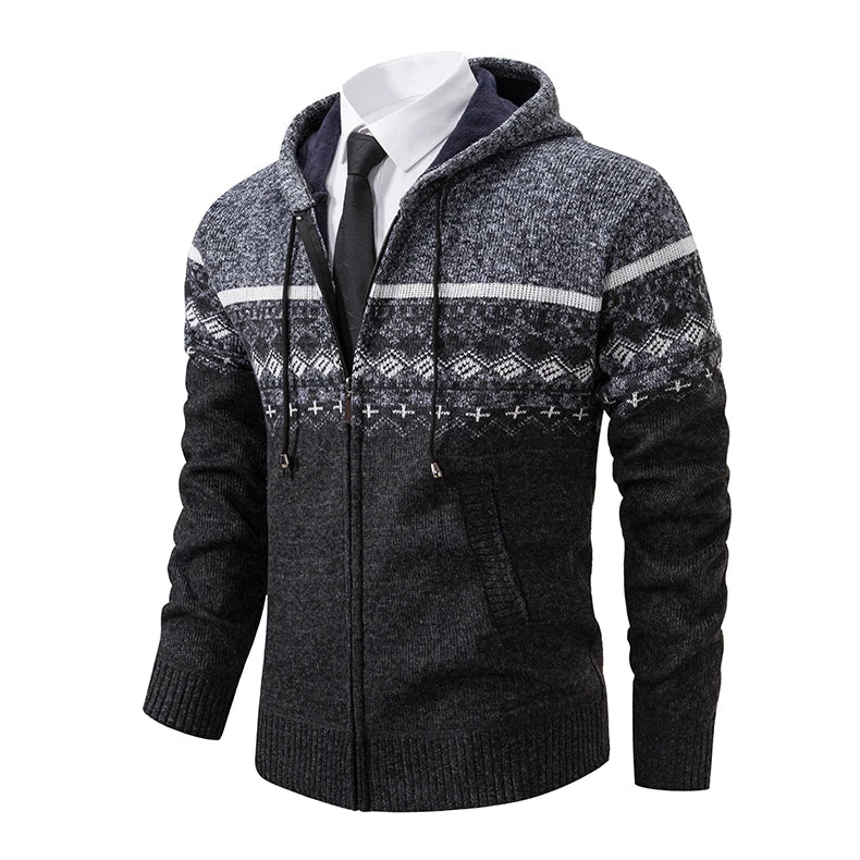 Autumn Winter Men's Sweater Coat Hooded Warm Knitted Cardigan Versatile Casual Knitted Jacket Coat M-3XL-Style Heaven