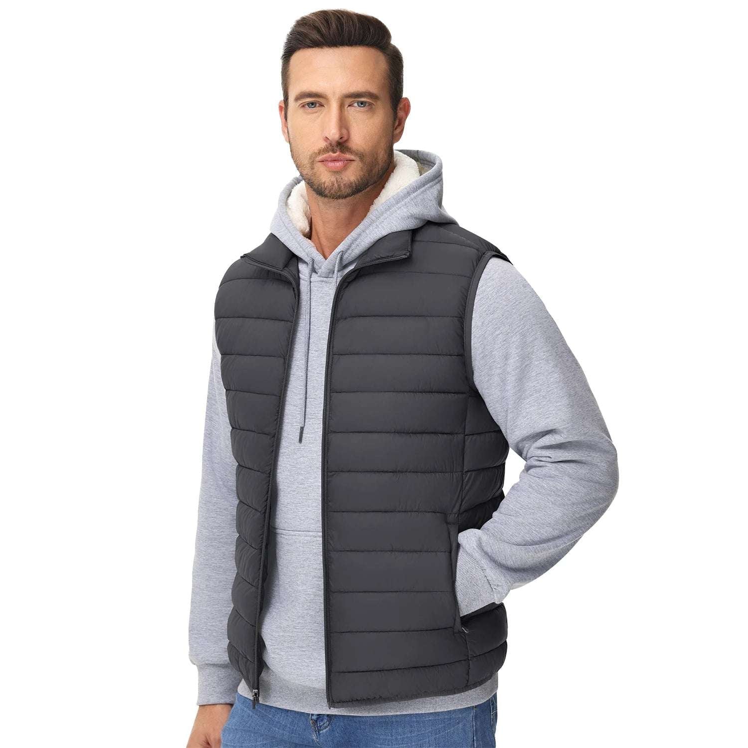 Lightweight Puffer Vest Mens Windproof Vest Sleeveless Vest Winter Jacket Casual Coat Warm Thicken Waistcoat Streetwear-Style Heaven