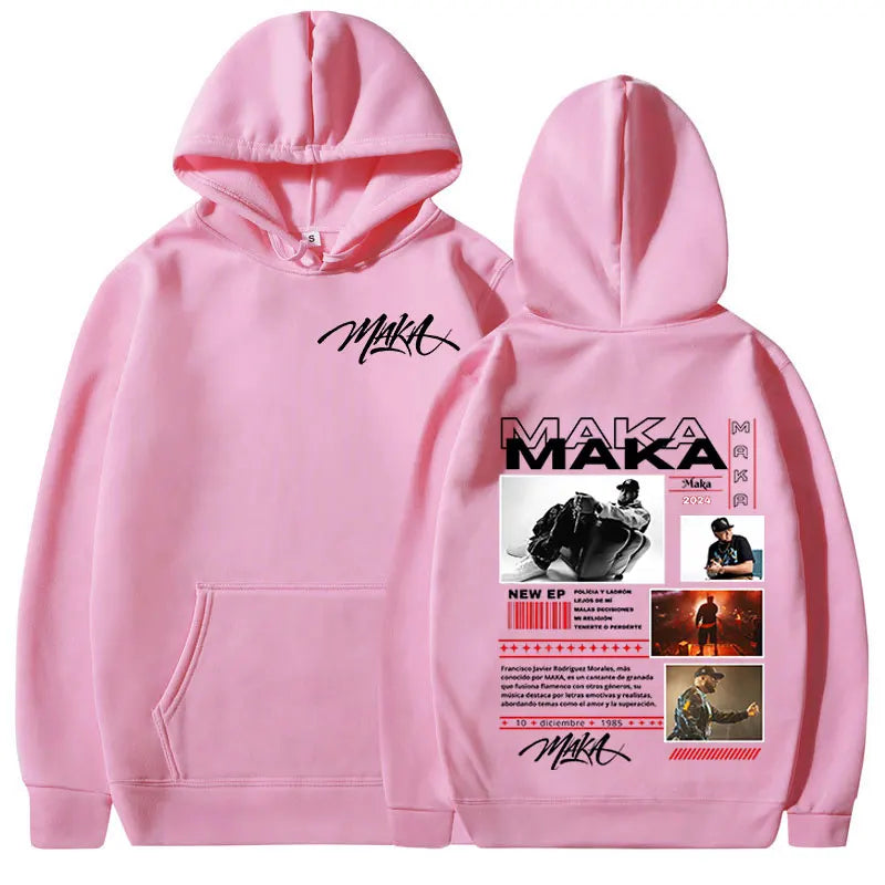 Rapper Maka Aura Tour Album 2025 Hoodies Men's Women Vintage Fashion Hooded Sweatshirts Hip Hop Oversized Pullovers Streetwear - Clothing Tops in ##color## by Style Heaven | High-Quality & Trendy Fashion