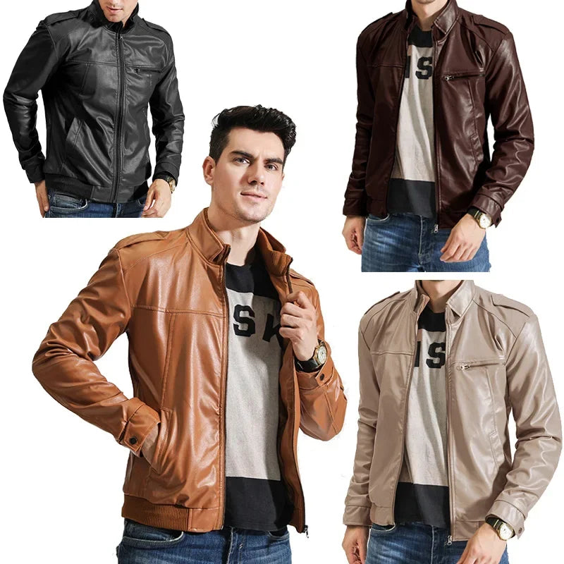 2025 Brand New Men's Motorcycle Leather Jacket Slim Men Leather Jacket Outer Wear Clothing For Male Garment Man Jackets-Style Heaven