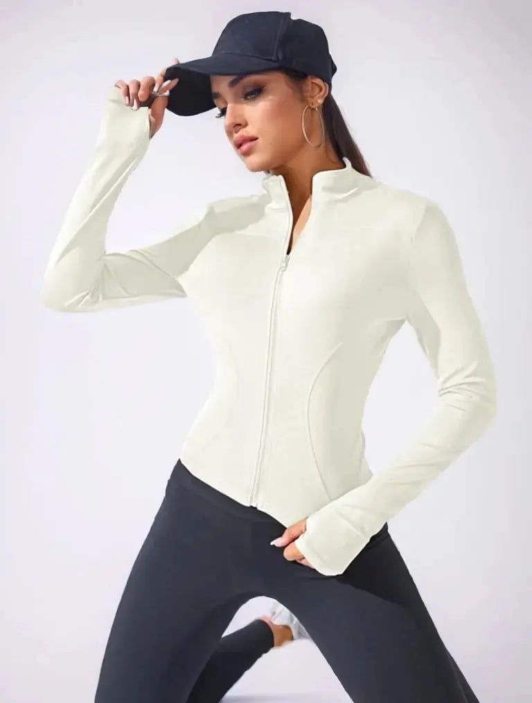 New Yoga Coat Short Sports Jacket WOMEN'S Fitness Clothes Slimming Body Sculpting Zipper Yoga Jacket