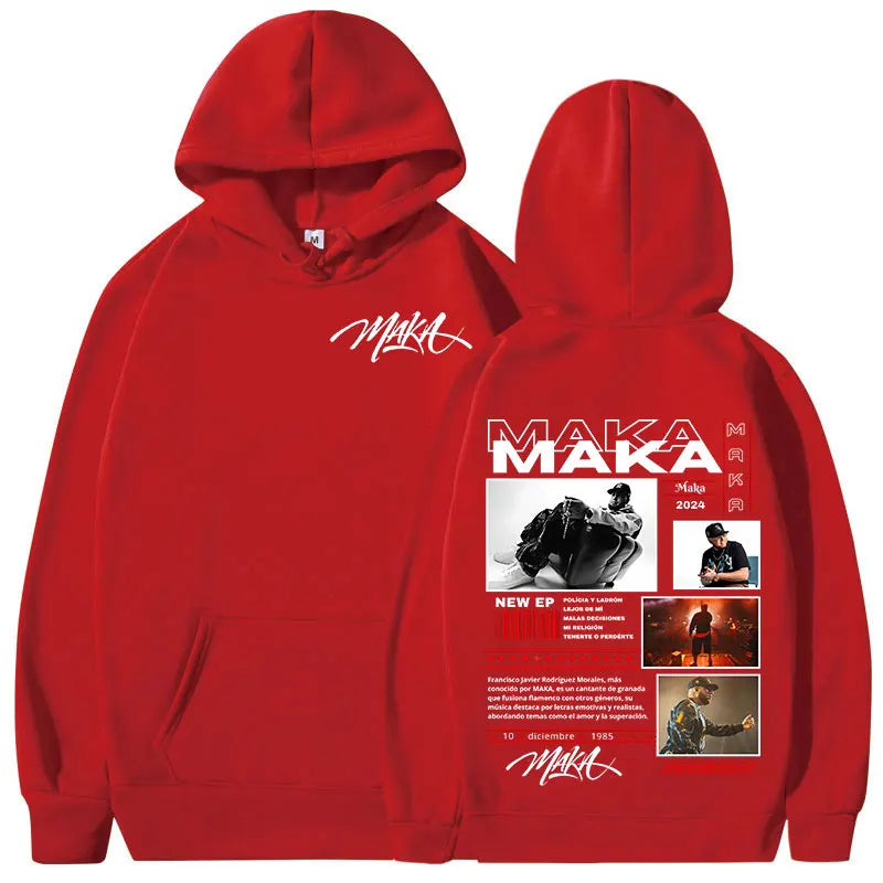 Rapper Maka Aura Tour Album 2025 Hoodies Men's Women Vintage Fashion Hooded Sweatshirts Hip Hop Oversized Pullovers Streetwear - Clothing Tops in ##color## by Style Heaven | High-Quality & Trendy Fashion