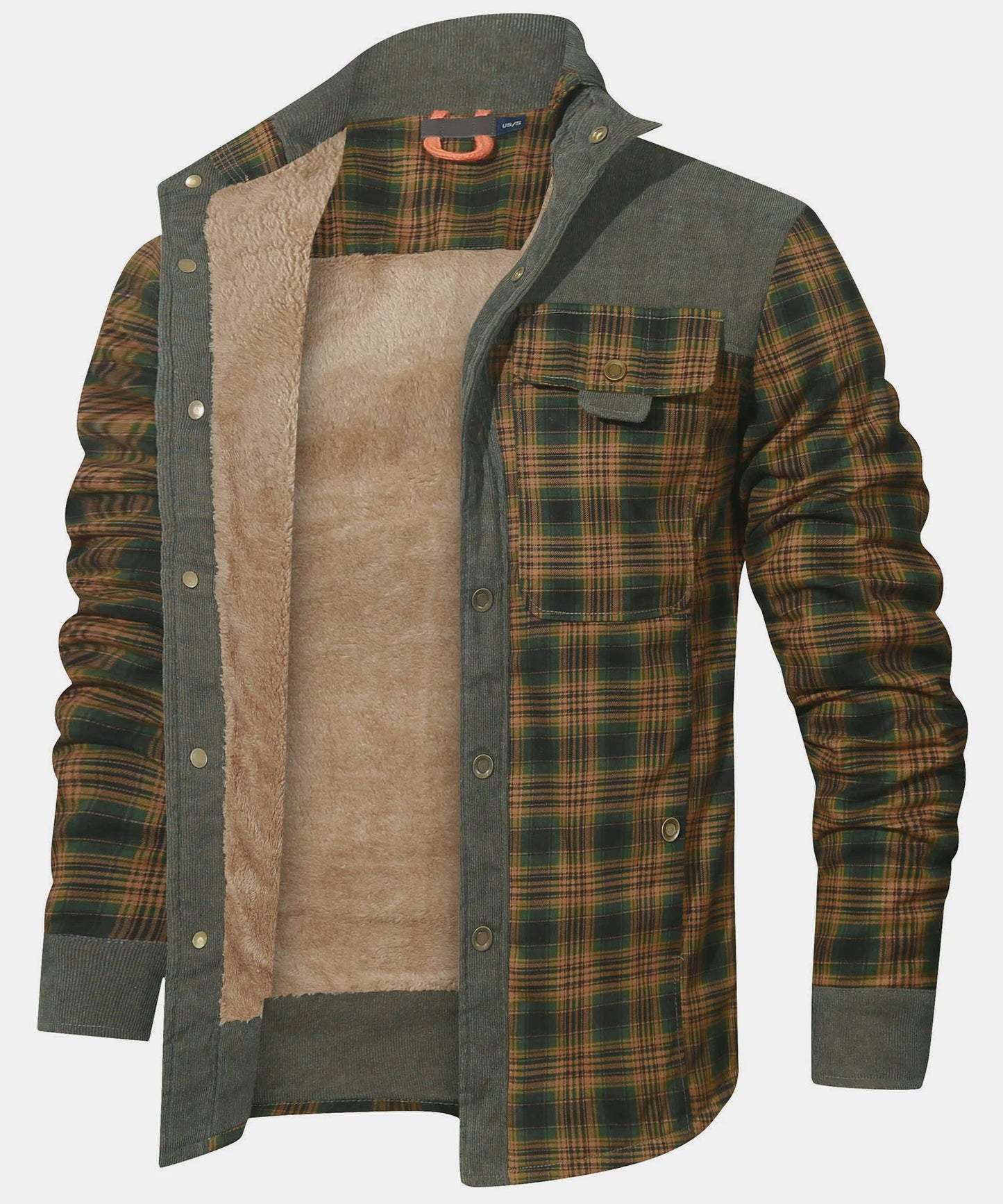 Men's Bomber Jacket Plaid Sherpa Lined Flannel Shirt Jacket - Winter Warm Button-Up-Style Heaven