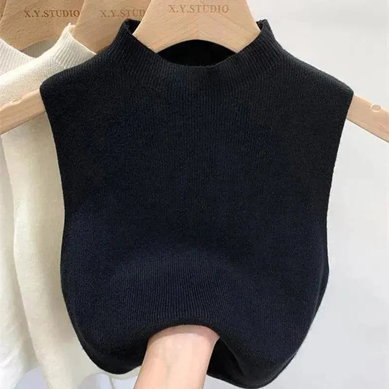 1PC Fashion Half Turtleneck Knitted Tank Top Summer Women Casual Solid Color Sleeveless Vest-Style Heaven