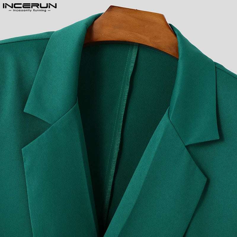 Clothing - Lapel Collar Solid Commuting Jackets Coats Men Deconstruction Elegant Blazer Casual Long Sleeve Suits Metal Buckle Coats