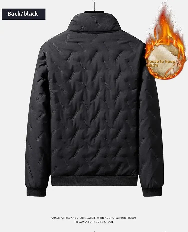 Men's Winter Jacket Fleece-Lined Windproof Thickened Sheep Cotton Coat Loose-Fit Plus Size Stand Collar Padded Jacket Warm Cotto-Style Heaven