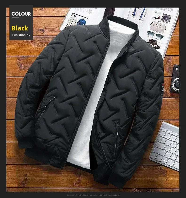 Outerwear - Autumn/Winter New Men's Cotton Coat Jacket 2025 Trendy Stand Collar Lightweight Warm Top Wholesale Casual Scene Regular Type