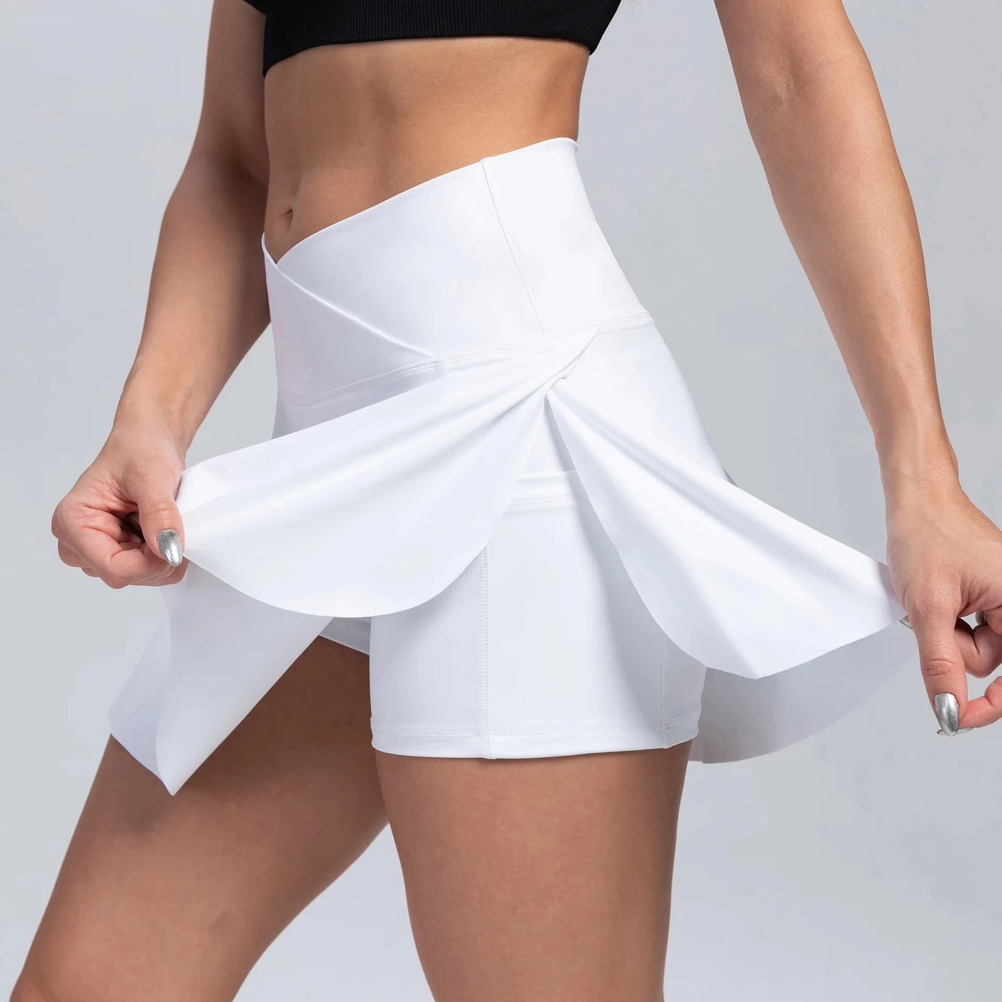 Gym Tennis Skirt Women Skinny Stretch High Waist Pockets Fitness Skirt Running Outdoors Activewear Skirt