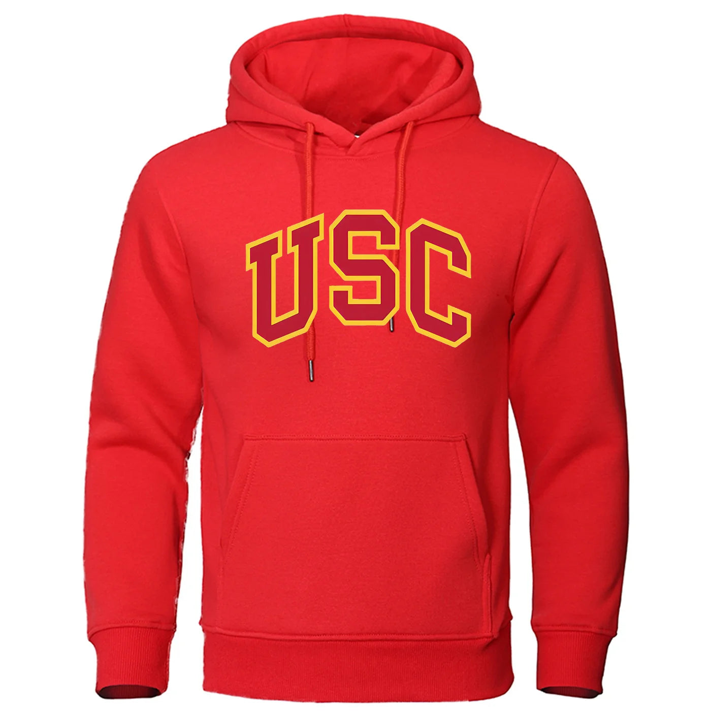 New popular loose and retro hoodie for men with letters USC printed hoodie for autumn and winter versatile men's long sleeved - Clothing Tops in ##color## by Style Heaven | High-Quality & Trendy Fashion