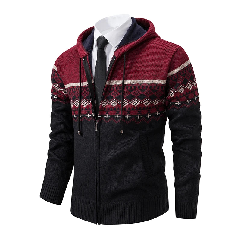 Autumn Winter Men's Sweater Coat Hooded Warm Knitted Cardigan Versatile Casual Knitted Jacket Coat M-3XL-Style Heaven