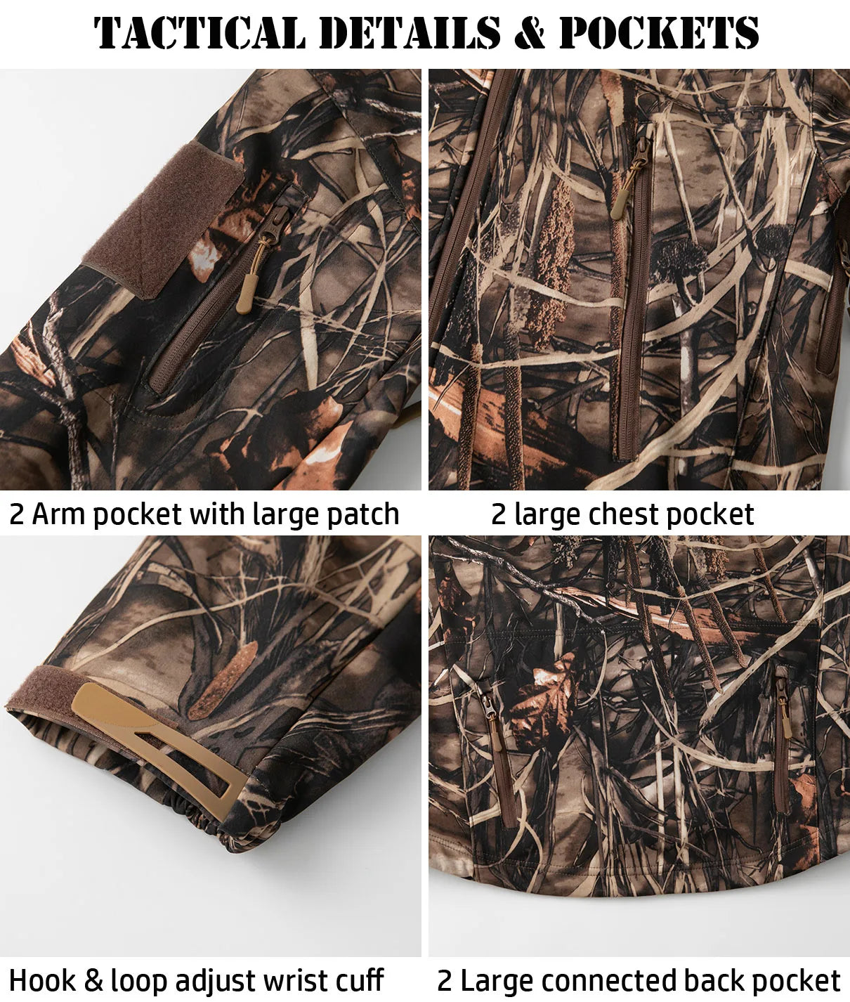 Men's Silent Camouflage Hunting Jacket Waterproof Fleece Tactical Jackets Soft Shell Outdoor Hiking Fishing Hooded Coat-Style Heaven