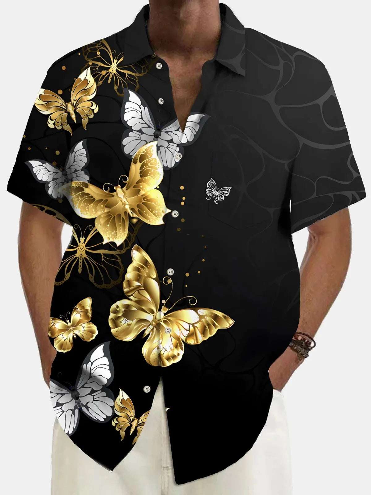 Summer Men's Hawaiian Shirts 3D Printed Butterfly Button Up Art Short Sleeve Tee Tops Fashion Beach Shirt Vacation Daily - Clothing Tops in ##color## by Style Heaven | High-Quality & Trendy Fashion