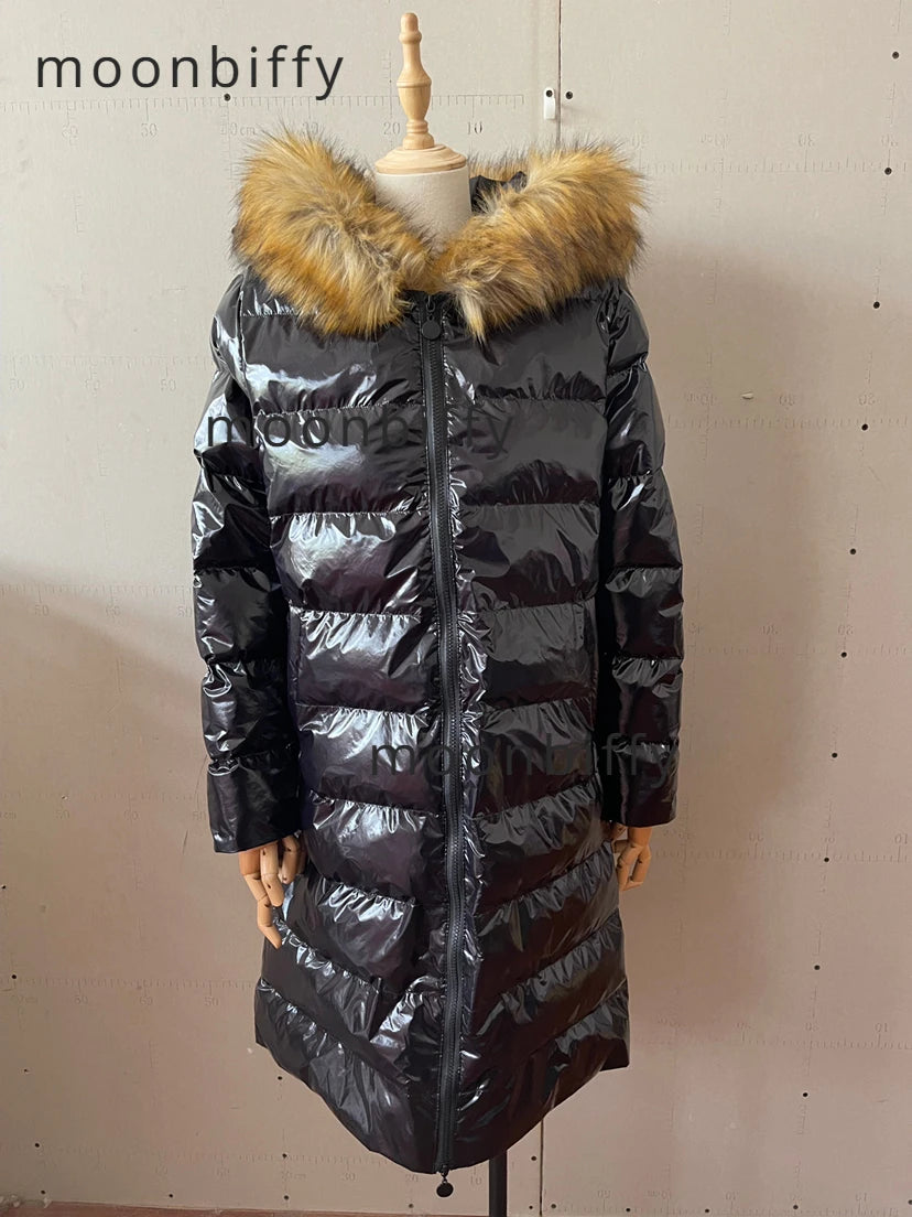 New Women's Winter Fashion Casual Slim Cotton Jacket Faux Fur Collar and Hooded  Warm Jacket Coat Hooded Pu Leather Zipper-Style Heaven