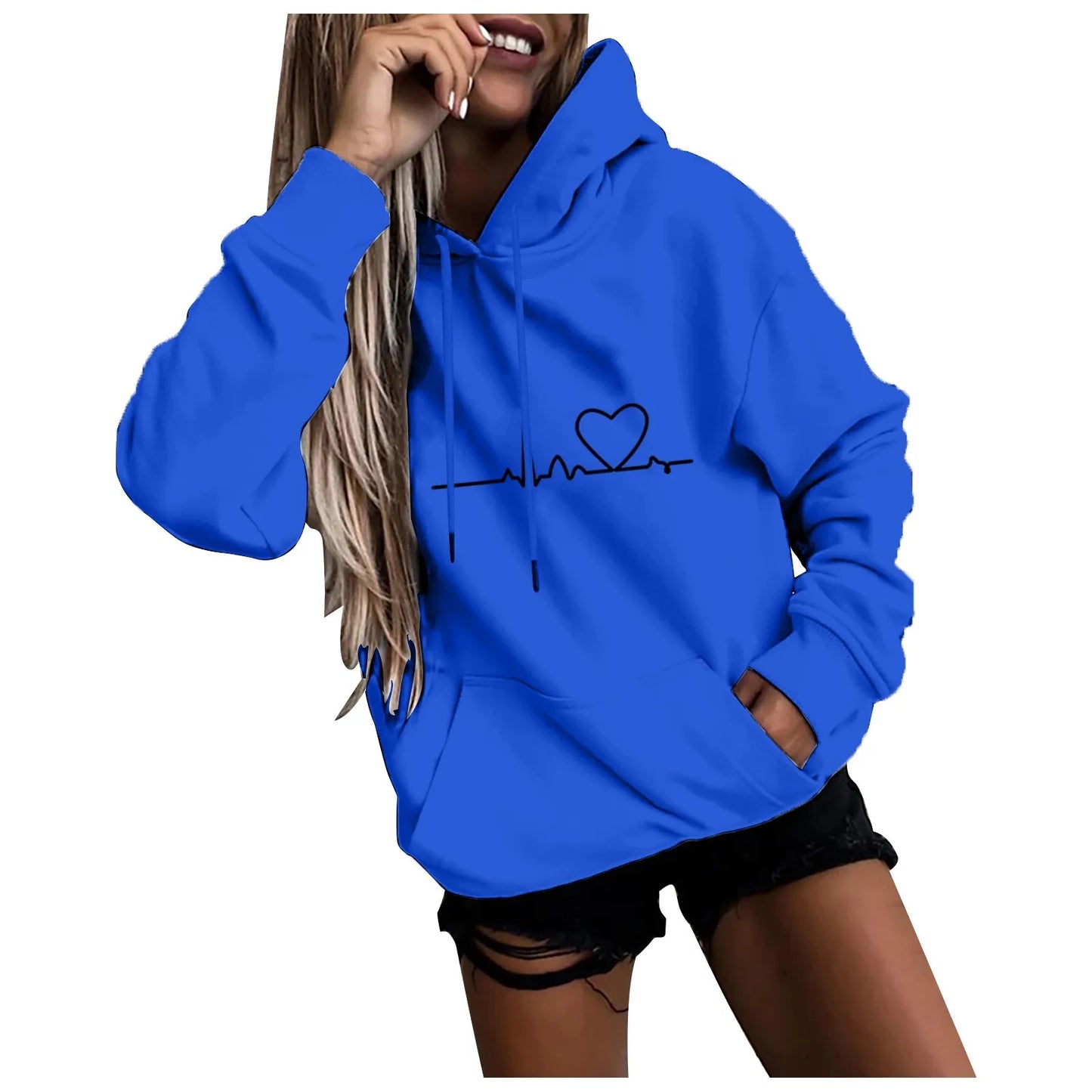 Heartbeat Sketch Printed Women's Hoodie Long Sleeve Casual Daily Wear 2025 Women Hoodies Fall Winter sudaderas de mujer-Style Heaven