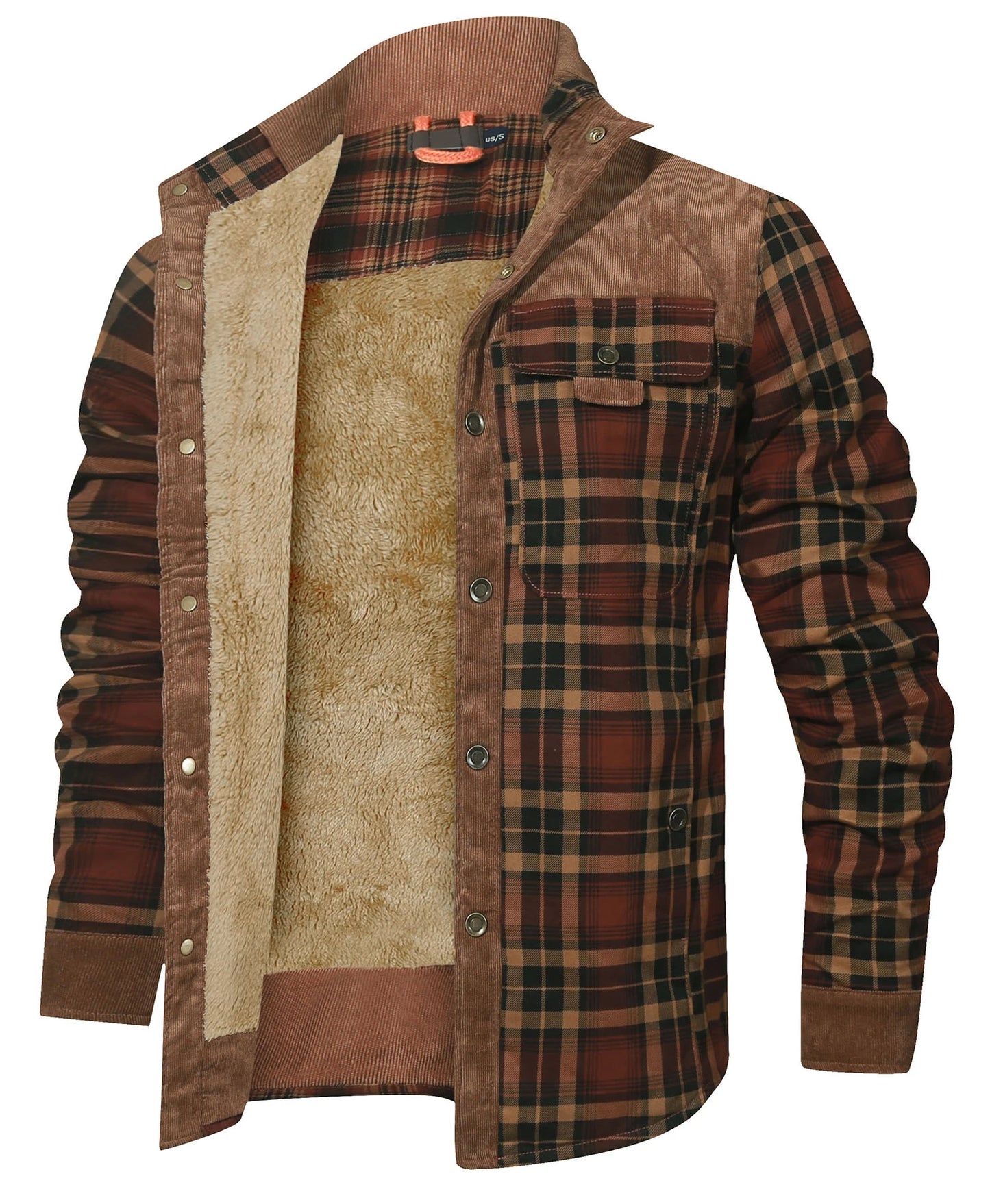 Men's Bomber Jacket Plaid Sherpa Lined Flannel Shirt Jacket - Winter Warm Button-Up-Style Heaven