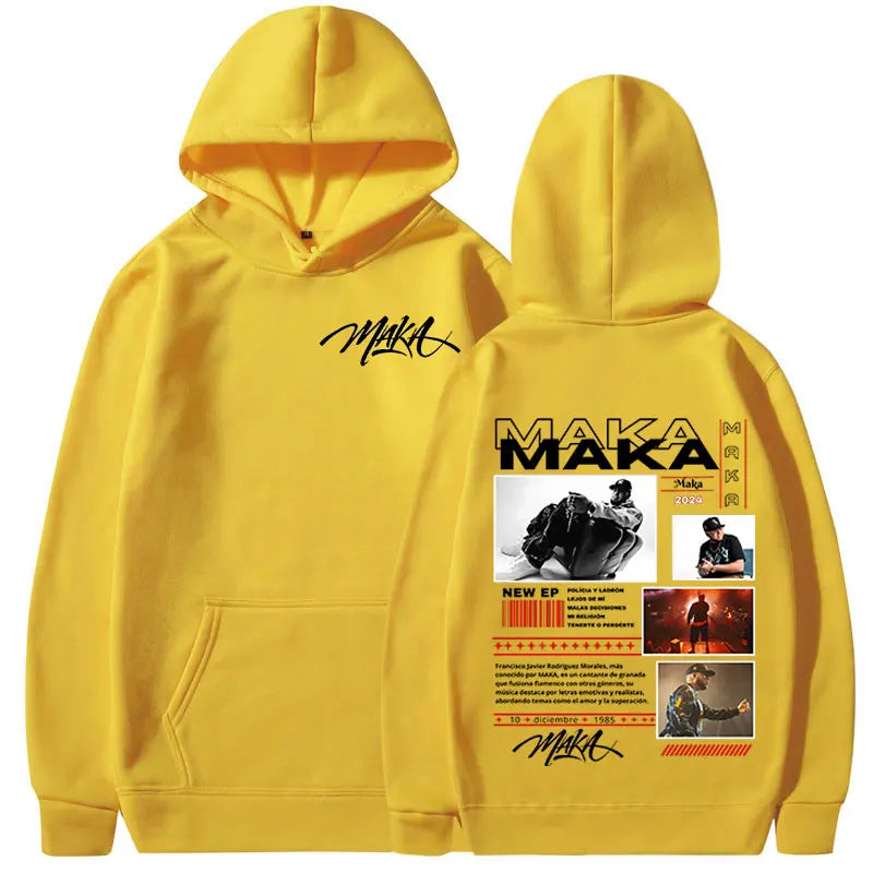 Rapper Maka Aura Tour Album 2025 Hoodies Men's Women Vintage Fashion Hooded Sweatshirts Hip Hop Oversized Pullovers Streetwear - Clothing Tops in ##color## by Style Heaven | High-Quality & Trendy Fashion