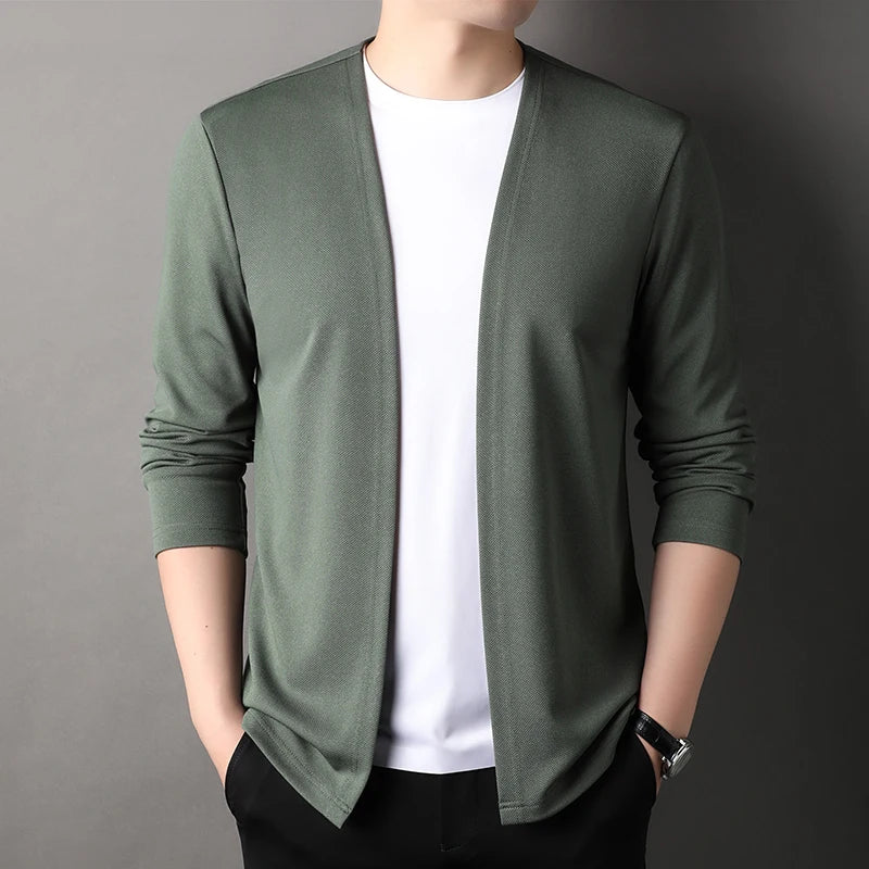 Top Quality Open New Brand Fashion Knit Mens Cardigan Thin Korean Sweater Casual Japanese Solid Coats Jacket Mens Clothing - Clothing Tops in ##color## by Style Heaven | High-Quality & Trendy Fashion