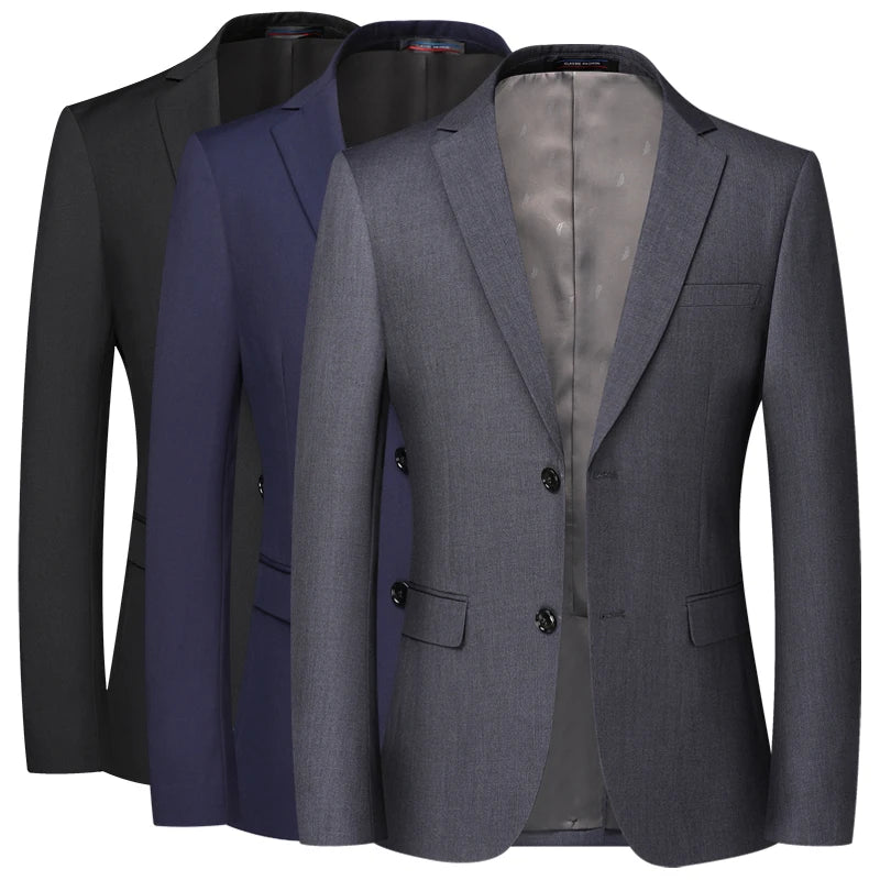 Blazer New Men's Fashion Business Solid Color British Style Professional Work Groom Wedding Dress Best Man Blazer Jacket-Style Heaven