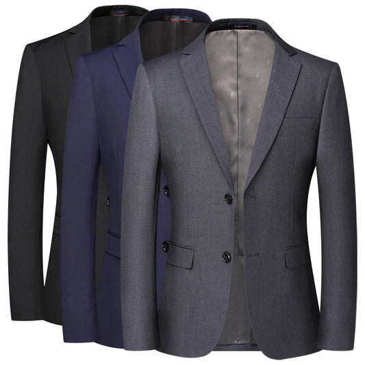 Blazer New Men's Fashion Business Solid Color British Style Professional Work Groom Wedding Dress Best Man Blazer Jacket-Style Heaven