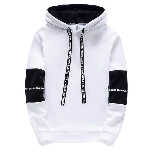 Mens Hooded Sweatshirt Casual Sports Tops Autumn Winter Black White Simplicity Pullover Jogging Pants Street Tracksuit Clothing - Activewear in ##color## by Style Heaven | High-Quality & Trendy Fashion