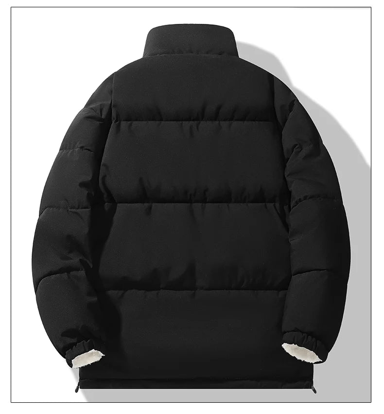 Winter Two-Sided Jacket Men's Harajuku Casual Thick Fleece Warm Parkas Women Trendy Stand-up Collar Windproof Cotton Padded Coat-Style Heaven