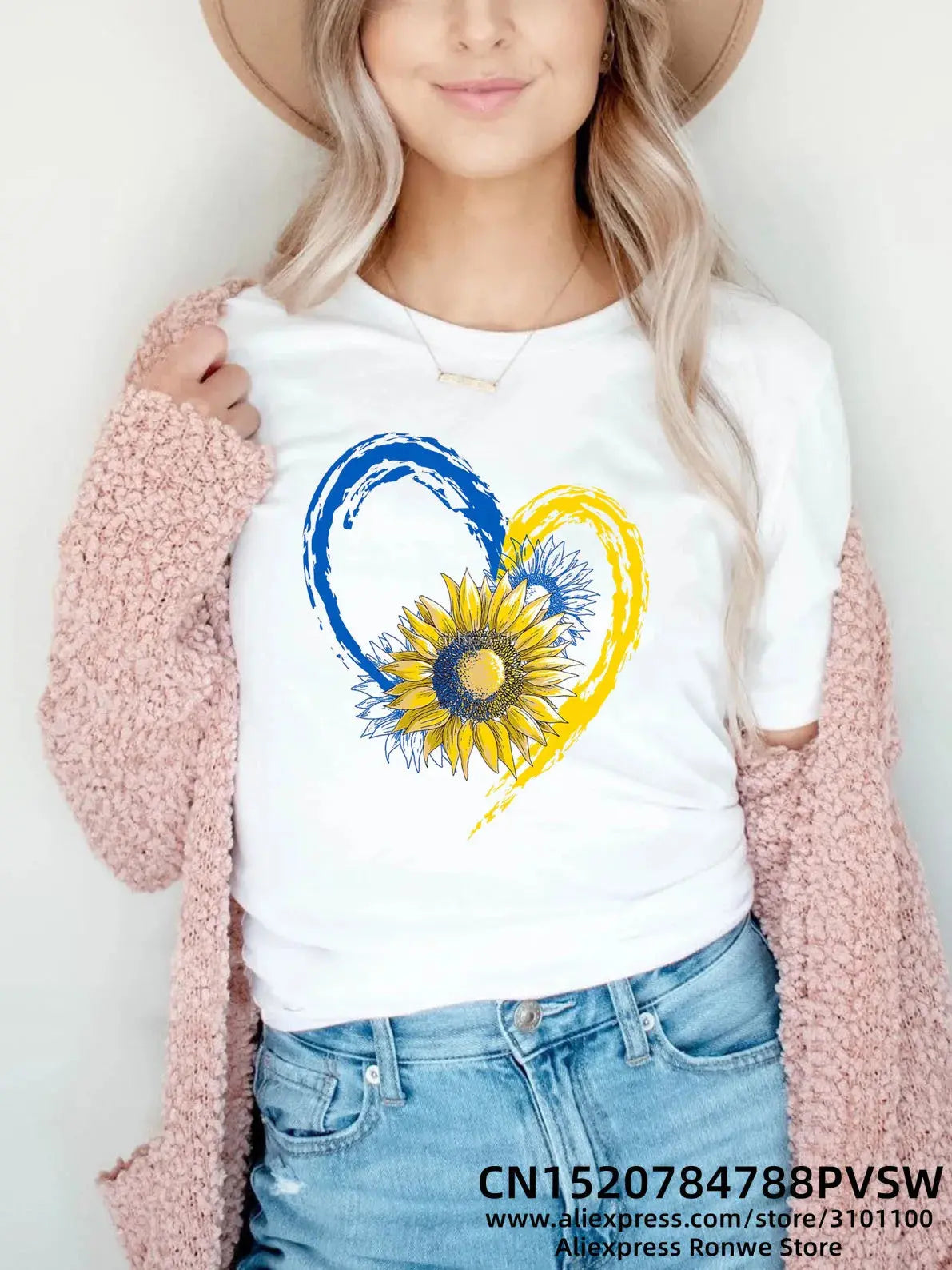 Heartbeat Blue Yellow Women Print T-shirt Girl Y2K Short Sleeve Tee Tops Lady 90S Sweetshirts Female Harajuku Clothing-Style Heaven