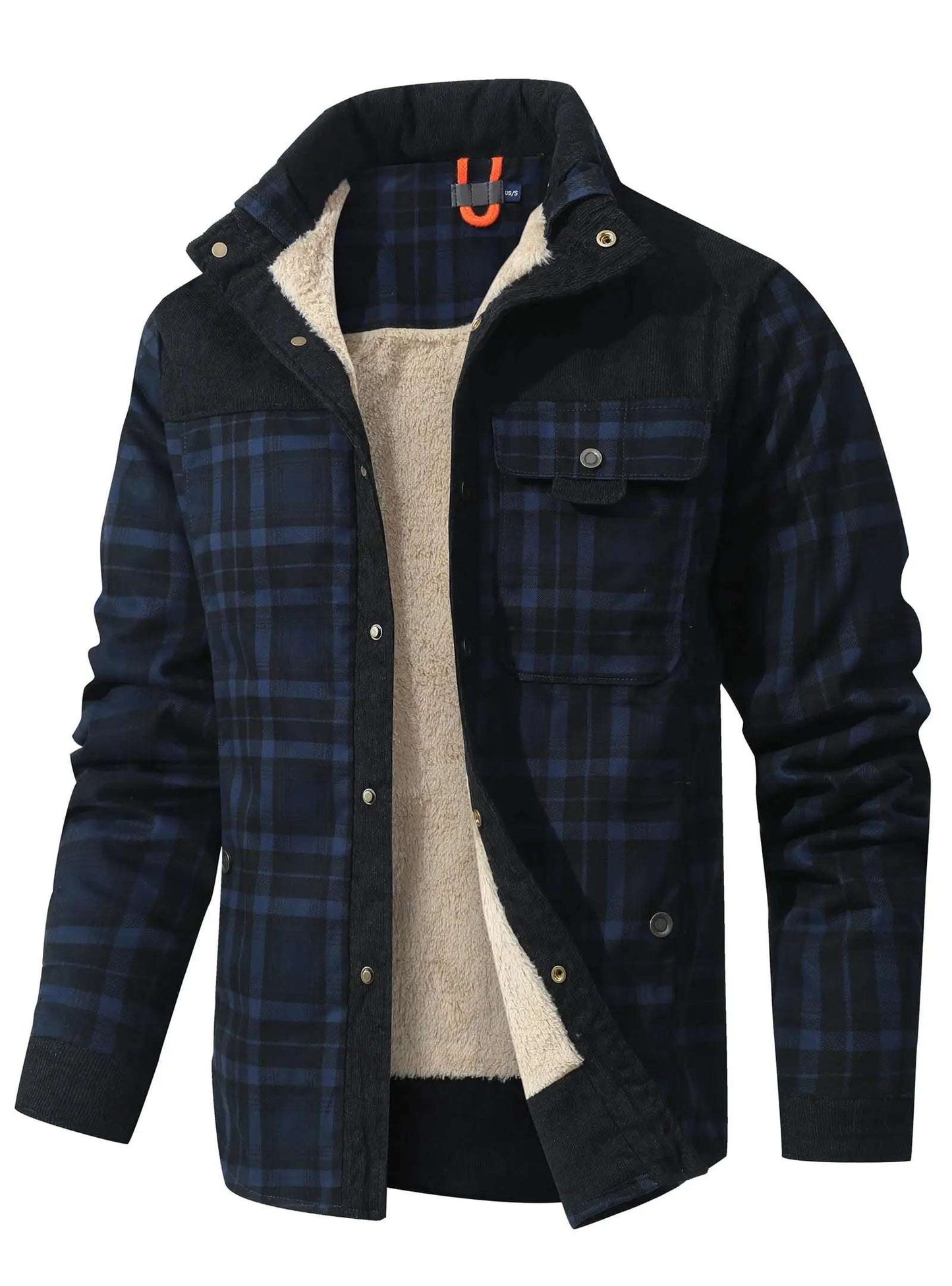 Coats & Jackets - Men's Bomber Jacket Plaid Sherpa Lined Flannel Shirt Jacket - Winter Warm Button-Up