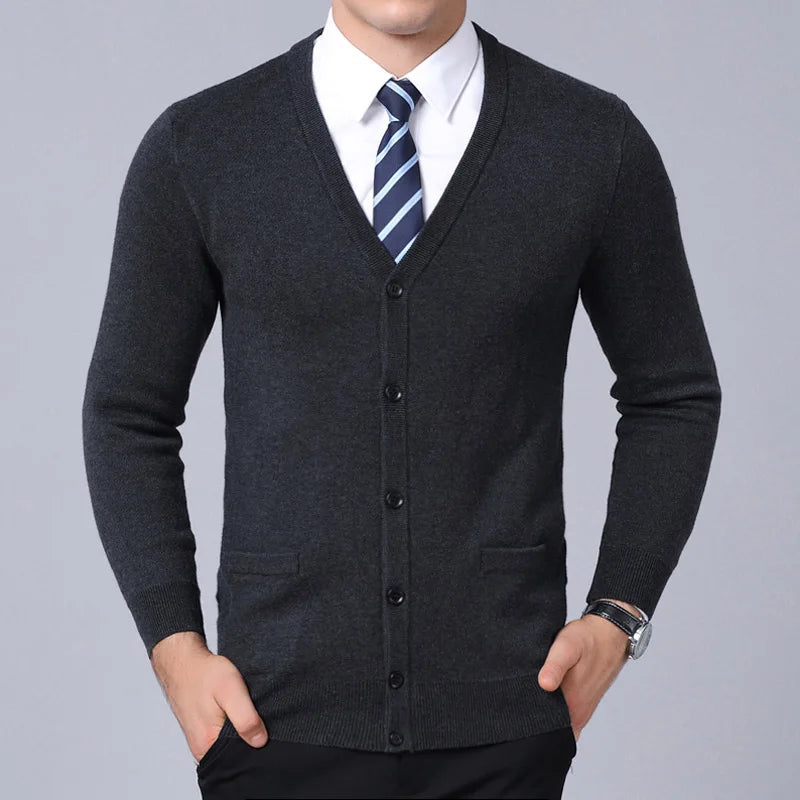 New Fashion Brand Sweater For Mens Cardigan Coat V Neck Slim Fit Jumpers Knitwear Winter Korean Style Casual Mens Clothes-Style Heaven