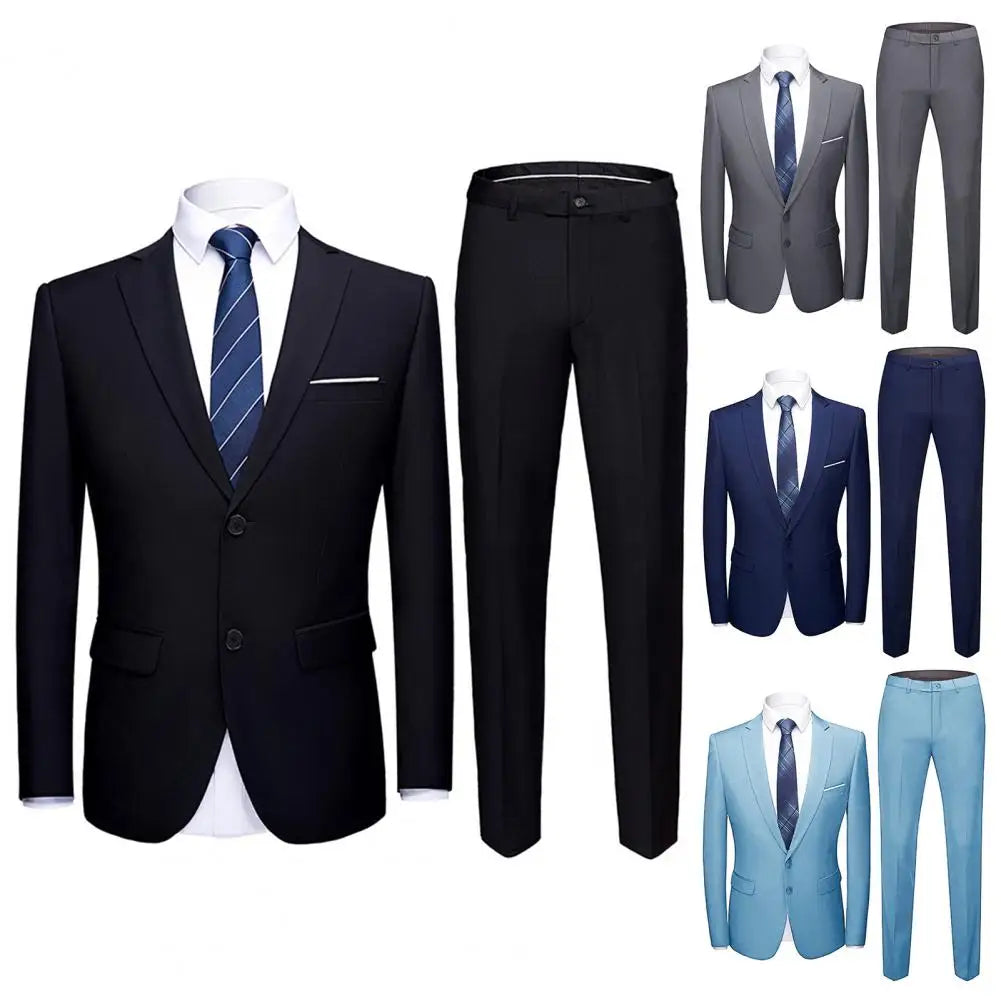 Jacket + Pants 2 Pieces Set / Fashion New Men's Casual Boutique Business Dress Wedding Groom Suit Coat Blazers Trousers - Suits in ##color## by Style Heaven | High-Quality & Trendy Fashion