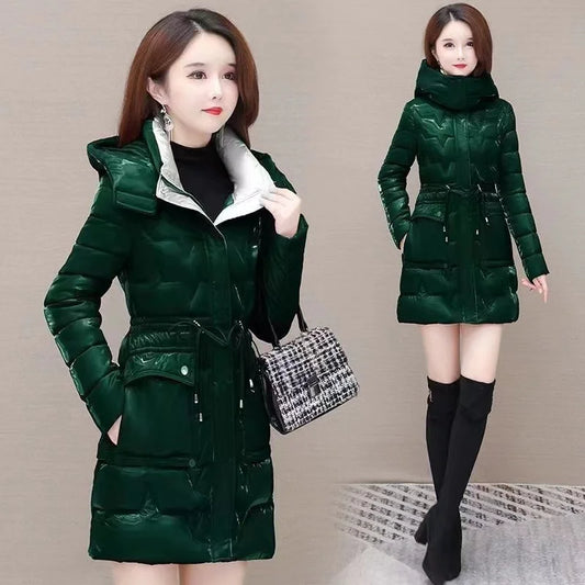 Winter Jacket Parkas Women Coat Hooded Overcoat New Female Jacket Thick Warm Cotton Padded Puffer Parka Mid Long Outwear