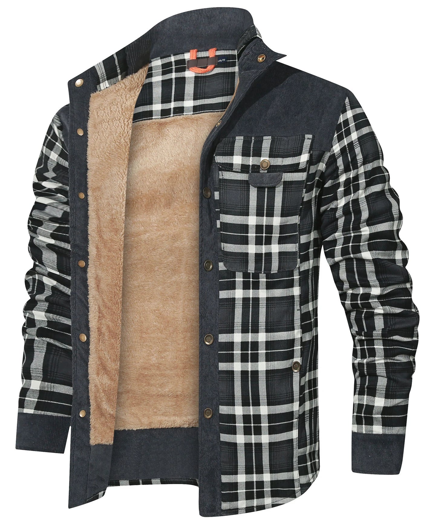 Men's Bomber Jacket Plaid Sherpa Lined Flannel Shirt Jacket - Winter Warm Button-Up-Style Heaven