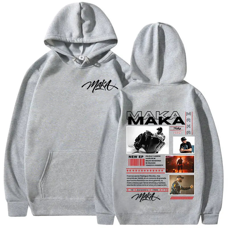 Rapper Maka Aura Tour Album 2025 Hoodies Men's Women Vintage Fashion Hooded Sweatshirts Hip Hop Oversized Pullovers Streetwear - Clothing Tops in ##color## by Style Heaven | High-Quality & Trendy Fashion