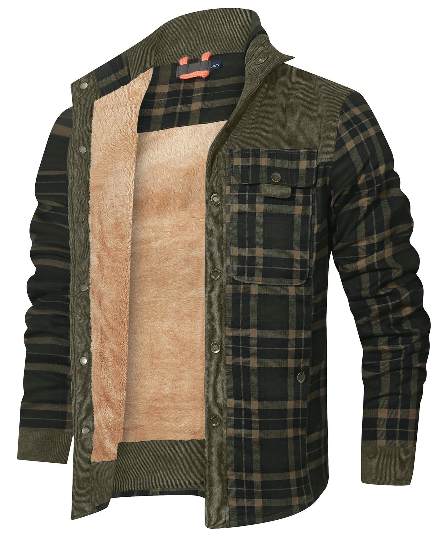 Men's Bomber Jacket Plaid Sherpa Lined Flannel Shirt Jacket - Winter Warm Button-Up-Style Heaven