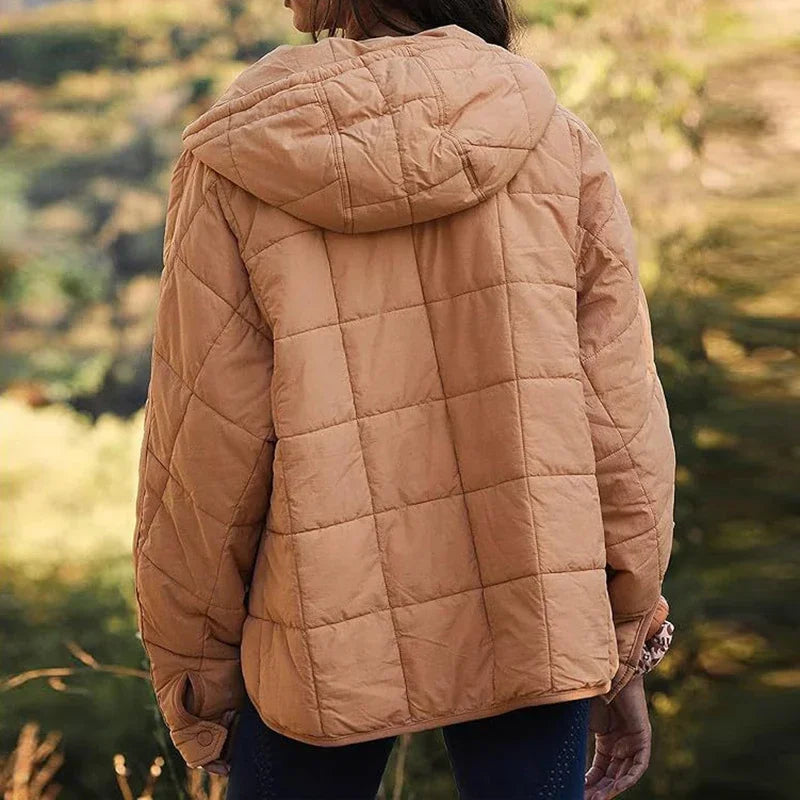 Autumn Winter Solid Color Padded Jacket for Women Fashion Pockets Long Sleeves Hooded Pullovers Japanese and Korean Casual Coats-Style Heaven