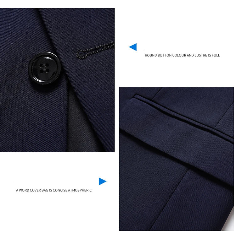 Blazer New Men's Fashion Business Solid Color British Style Professional Work Groom Wedding Dress Best Man Blazer Jacket-Style Heaven