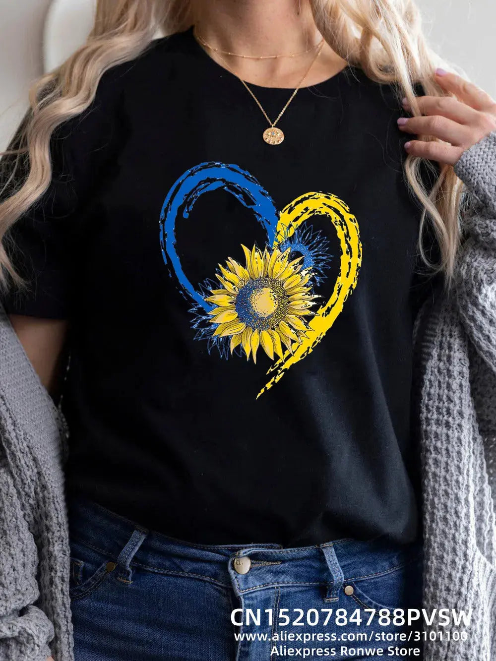 Heartbeat Blue Yellow Women Print T-shirt Girl Y2K Short Sleeve Tee Tops Lady 90S Sweetshirts Female Harajuku Clothing-Style Heaven