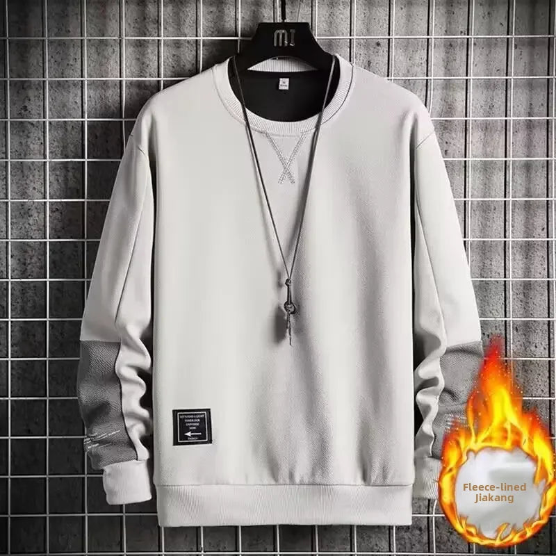 Men's Round Neck Sweatshirt Versatile Autumn Long Sleeve Top For Men Trendy Loose Fit Hoodies Casual Clothing-Style Heaven