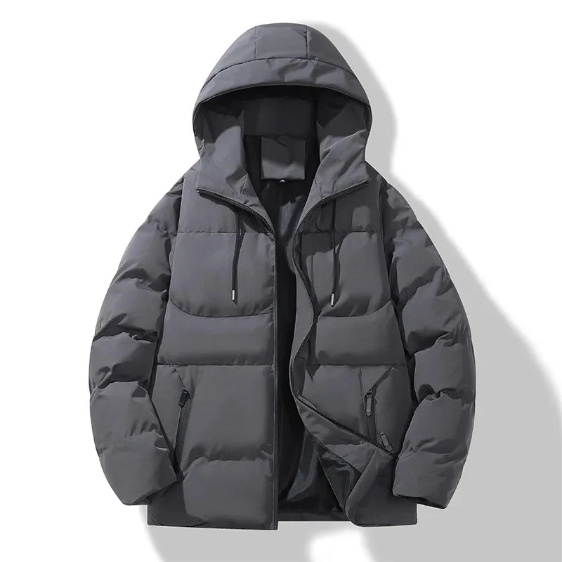 Autumn/Winter Fleece-Lined Cotton Padded Coat Men's Warm Hooded Puffer Jacket Casual Trendy Loose-Fit Versatile Couple Cotton Co-Style Heaven