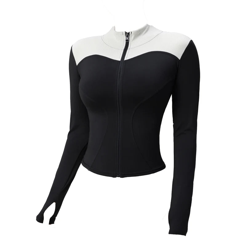 Girls Long Sleeve Activewear Running Sport Coat Slim Workout Zip Up Sleeve Sports Jacket Top Yoga Jackets for Women