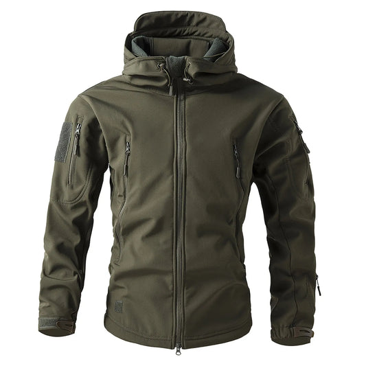 Men's Hooded Tactical Fleece Jackets Solid Outdoor Sport Climbing Hiking Camping Windbreak Multi-Pockets Three-in-One Outwears-Style Heaven